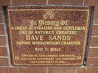 Memorial to Australian boxer Dave Sands, in Glebe, Sydney, Australia