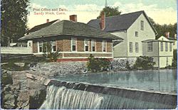 Sandy Hook post office and dam, from a postcard sent in 1914