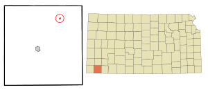 Location within Stevens County and Kansas