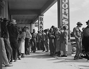 Waiting for relief checks during Great depression