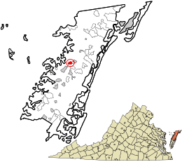 Accomack County Virginia incorporated and unincorporated areas Lee Mont highlighted