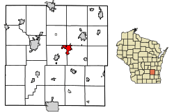 Location of Horicon in Dodge County, Wisconsin.