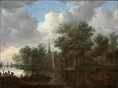 Jan van Goyen - River Landscape with Peasants in a Ferryboat, 1648 SC232133