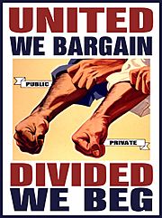 United We Bargain Divided We Beg Two Forearms in Unison By DonkeyHotey
