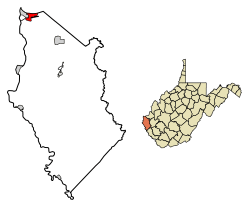 Location of Ceredo in Wayne County, West Virginia.