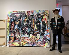 "War Club" by Yatika Starr Fields was acquired by Pickens Museum in 2022