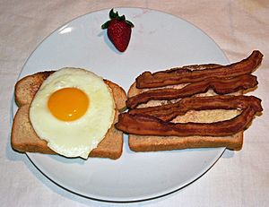 Bacon and egg sandwich - open face