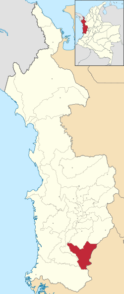 Location of the municipality and town of Sipí in the Chocó Department of Colombia.