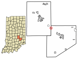 Location of St. Paul in Decatur County and Shelby County, Indiana.