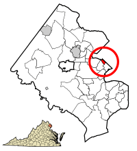 Location of Seven Corners in Fairfax County, Virginia