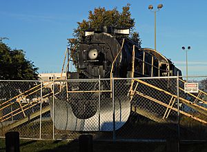 Former Alaska Railroad locomotive on display at Delaney Park Strip, Anchorage, Alaska