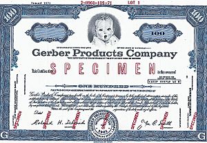 Gerber Products Company Specimen Stock Certificate 1971