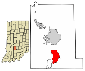Location of Smithville-Sanders in Monroe County, Indiana.