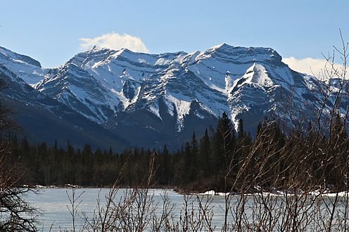 Mount McGillivray from Reed Lake. Alberta Canada