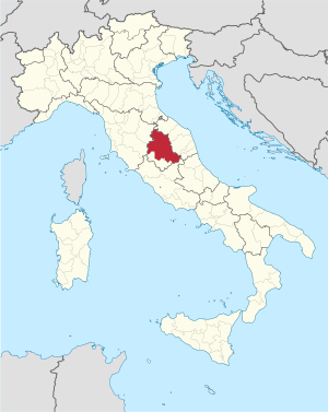 Map with the province of Perugia in Italy