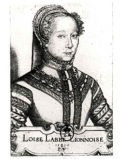 Louise Labé; engraving by Pierre Woeiriot, 1555