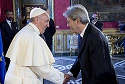 Pope Francis and Paolo Gentiloni