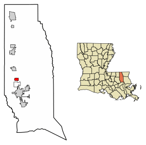 Location of Tickfaw in Tangipahoa Parish, Louisiana.