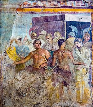 Wall painting - Briseis taken away from Achilles - Pompeii (VI 8 5) - Napoli MAN 9105 - 01