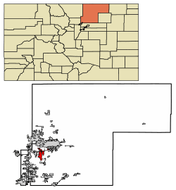 Location of Milliken in Weld County, Colorado.