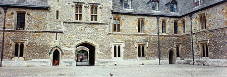 Winchester College courtyard and learned duck - geograph.org.uk - 45847