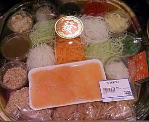 Yu sheng sold at supermarkets in Singapore