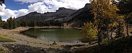 2014-09-15 15 43 53 Panorama of Stella Lake and Wheeler Peak along the Alpine Lakes Trail in Great Basin National Park, Nevada.JPG