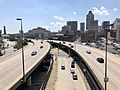2019-07-16 12 42 25 View south along Interstate 83 (Jones Falls Expressway) from the overpass for U.S. Route 40 (Orleans Street) in Baltimore City, Maryland