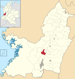 Location of the municipality and town of Vijes in the Valle del Cauca Department of Colombia.