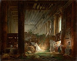Hubert Robert (French - A Hermit Praying in the Ruins of a Roman Temple - Google Art Project
