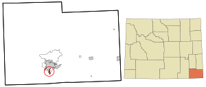 Location in Laramie County and the state of Wyoming.