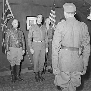 Lieutenant General von Senger und Etterlin receiving instructions regarding surrender of German forces in Italy and western Austria