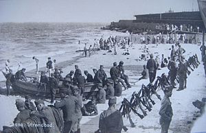 Odessa WWI Austrian occupation forces bathing at Black Sea