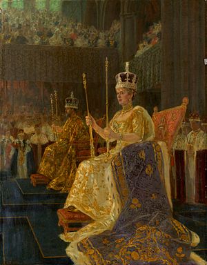 The Coronation of King George V; King George V and Queen Mary Enthroned