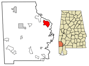 Location of Leroy in Washington County, Alabama.
