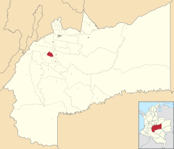 Location of the municipality and town of El Dorado, Meta in the Meta Department of Colombia