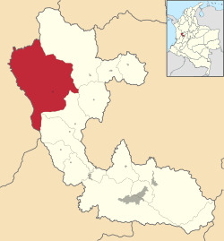 Location of the municipality and town of Pueblo Rico, Risaralda in the Risaralda  Department of Colombia.