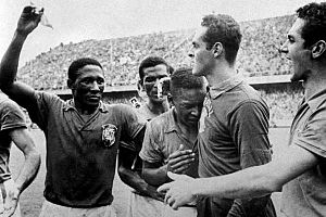 Djalma Santos, Pelé and Gilmar 1958