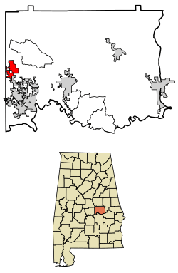 Location of Deatsville in Elmore County, Alabama.