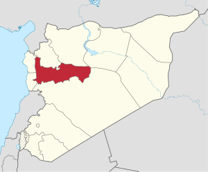Map of Syria with Hama highlighted