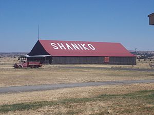 City name written on barn in Shaniko