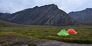 Camping in Thunder Valley. Gates of the Arctic National Park, Brooks Range, Alaska