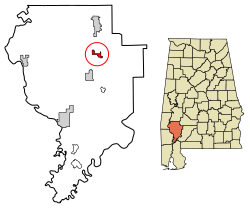 Location of Fulton in Clarke County, Alabama.