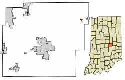 Location of Wilkinson in Hancock County, Indiana.