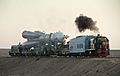 Soyuz TMA-16 launch vehicle being transported to pad