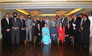 The Prime Minister, Dr Manmohan Singh in a group photo with the Members of ParliamentMembers of Legislative Assembly of Canada, in Toronto on June 28, 2010