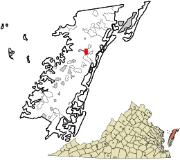 Accomack County Virginia incorporated and unincorporated areas Nelsonia highlighted