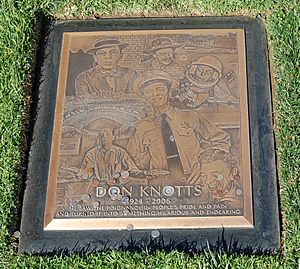 Don Knotts grave at Westwood Village Memorial Park Cemetery in Brentwood, California,cropped-rotated-perspective