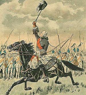General Levis encouraging his French army at the battle of Sainte-Foy