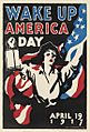 James Montgomery Flagg (1870-1960) poster celebrating Wake Up America Day on April 19, 1917 with Jean Earle Mohle dressed as Paul Revere